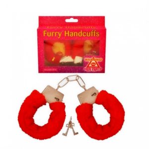 FETISH FANTASY BEGINNER'S FURRY CUFFS IN RED-product furry handcuff red-delhisextoystore
