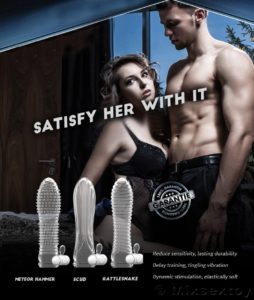 satisfied different size Crystal Reusable Vibrating Engarement & Extension Sleeve Condom-product of delhisextoystore