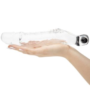 take on hand Vibrating penis Sleeve extension shealth Transparent-product of delhisextoystore