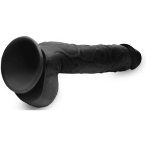 Showing suction Realistic Black suction non-vibrating dildo 10 inch product of delhisextoystore